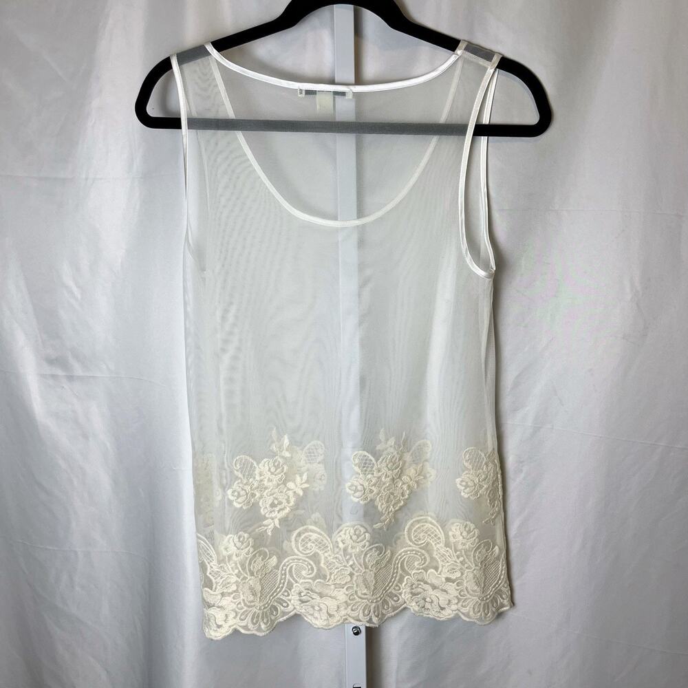 Banana Republic Women’s Sheer Embroidered Tank Top Petite Small Balletcore Fairy